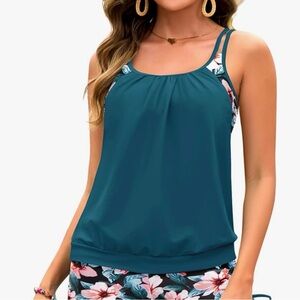 Teal Floral Tank Top